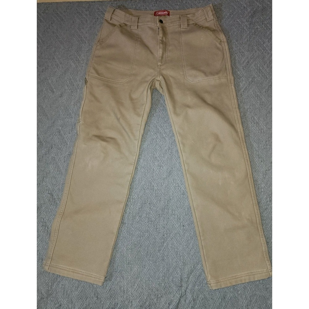 Coleman Men's 34x32 Fleece Lined Carpenter Utility Work Pant Tan work tough gear